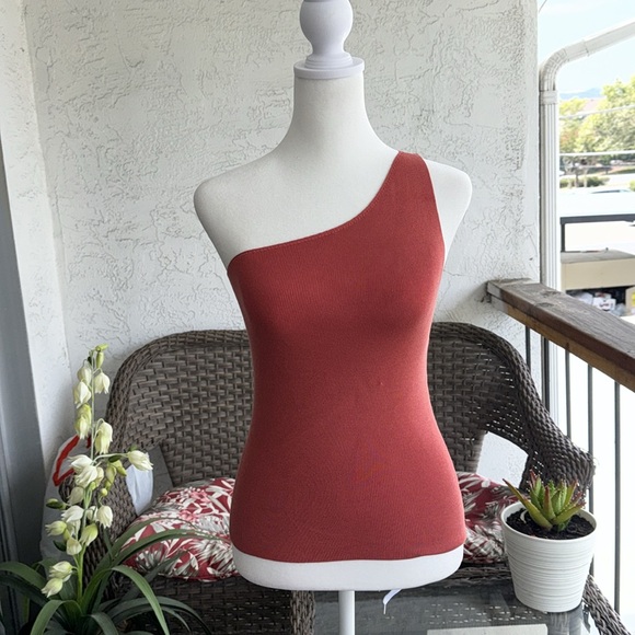 Banana Republic Stretch One Shoulder Fitting Top Size XS Silk - Picture 2 of 11